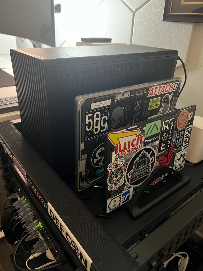 Rack with laptops