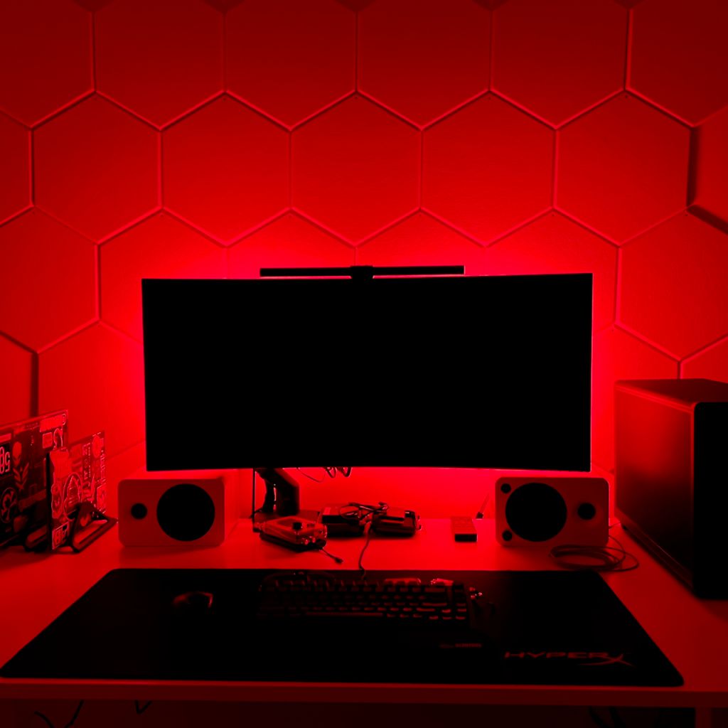 Desk setup red